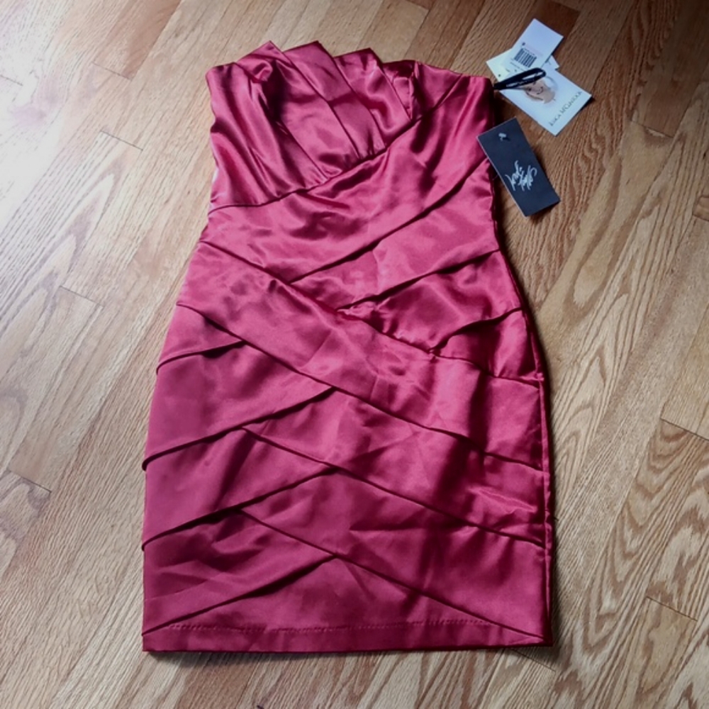 NWT Jessica McClintock Holiday Red Strapless Dress ■ Size 6
